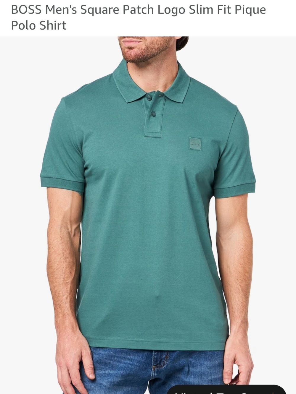 Boss Men's Slim Pique Polo in Teal Green
